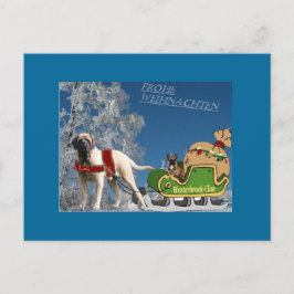 Cartão Postal Mastiff und French Bulldog Frohe Weihnachten