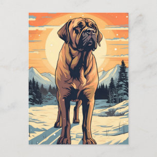 Cartão Postal Mata de inverno Mastiff durante o pôr do sol