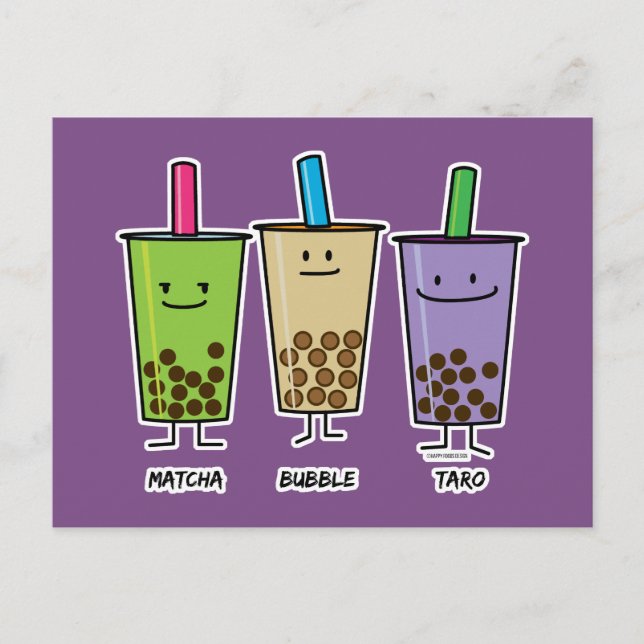 Cartão Postal Matcha boba chá verde leite Taro tapioca Japa (Frente)