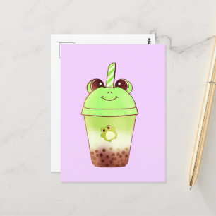 Cartão Postal Matcha Bubble Tea Milk Tea Sapo