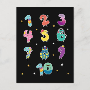 Cartão Postal Matemática Prek - Números Bonitos de Aprendizado