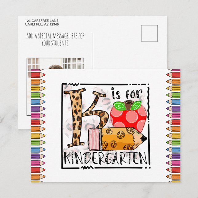 Cartão Postal Material escolar personalizado (Frente/Verso)