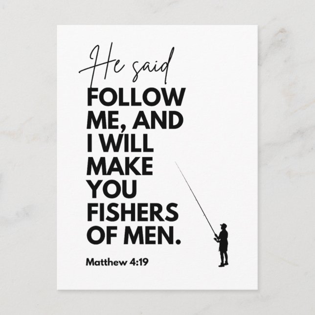 Cartão Postal Mateus 4:19 Pescadores de Homens Versículo Bíblico (Frente)