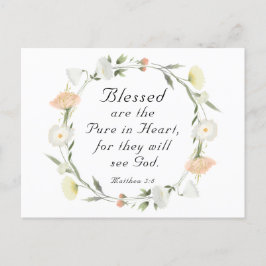 Cartão Postal Mateus 5:8 Abençoados são Puros em Verso de Bíblia