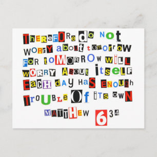 Cartão Postal Mateus 6:34
