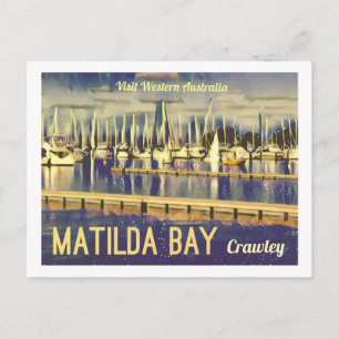 Cartão Postal Matilda Bay, estilo Vintage, Austrália Ocidental
