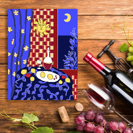 Cartão Postal Matisse Inspirou Noite Azul, Ainda Vinho, Limões