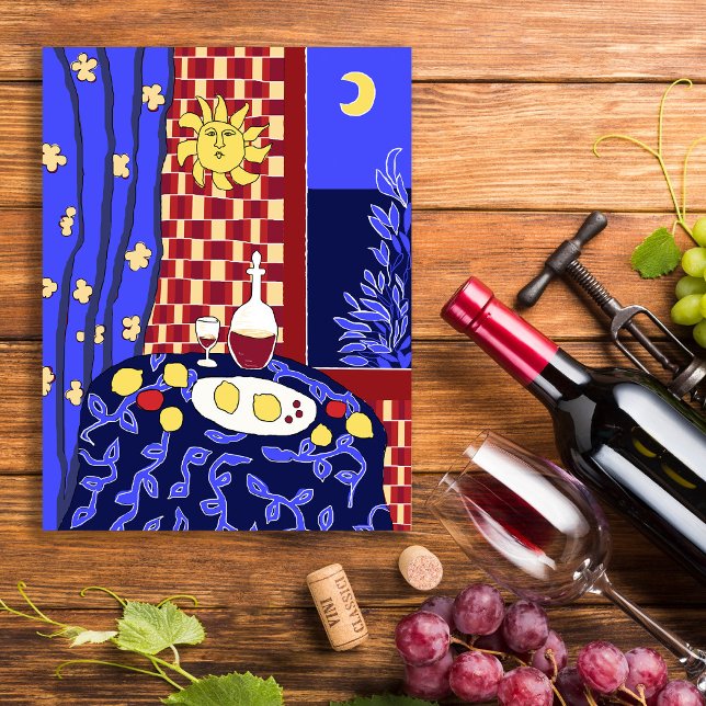 Cartão Postal Matisse Inspirou Noite Azul, Ainda Vinho, Limões (Criador carregado)
