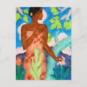 Cartão Postal Matizes das Ilhas Vibrantes e Mulher Polinésia