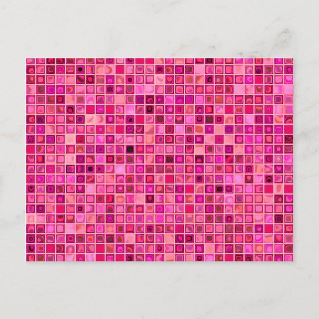 Cartão Postal Matizes De Padrão De Azulejo Mosaico Rosa Escuro,  (Frente)