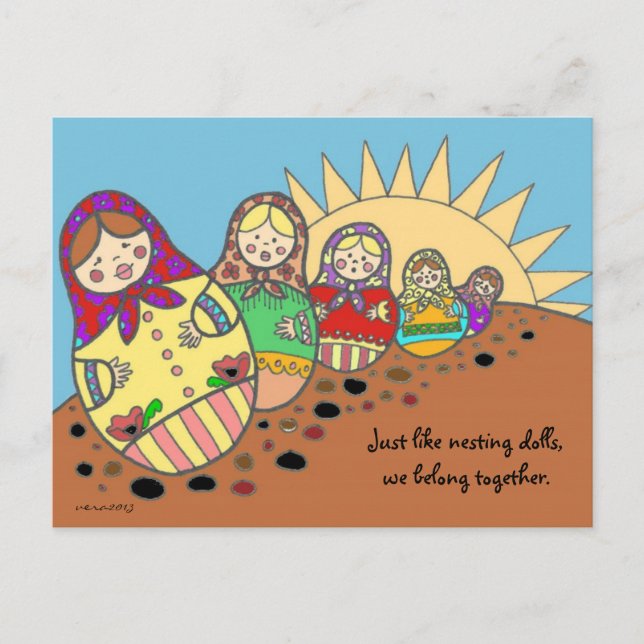 Cartão Postal Matroshka Nesting Dolls Art Ucraniano (Frente)