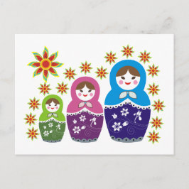 Cartão Postal Matryoshka bonecas russas e girassóis personalizad