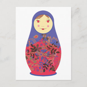 Cartão Postal Matryoshka Doll 2 ~ Russo / Ninho Babushka