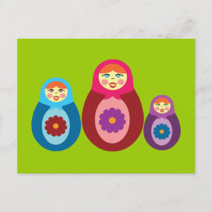 Cartão Postal Matryoshka Dolls