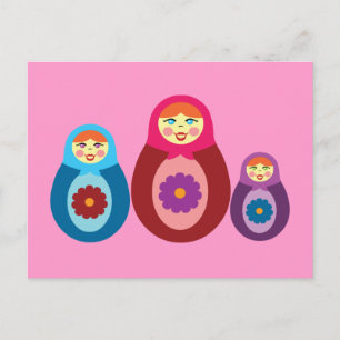 Cartão Postal Matryoshka Dolls