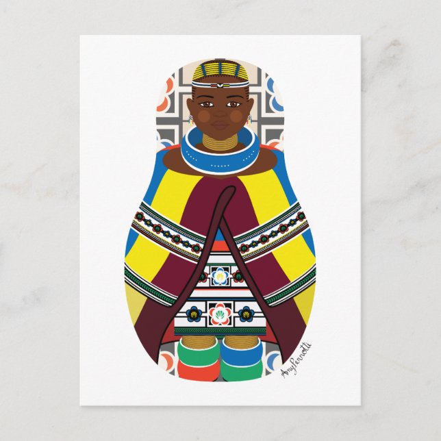 Cartão Postal Matryoshka Ndebele Sul-Africano (Frente)