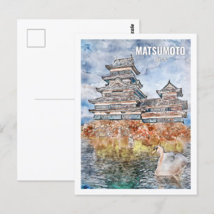 Cartão Postal Matsumoto Japan Famoso Viagem Place Watercolor