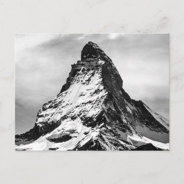 Cartão Postal Matterhorn, Alpes a preto e branco (Frente)