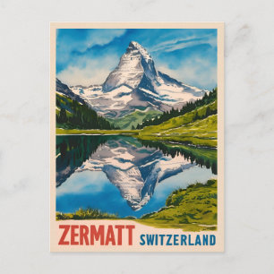 Cartão Postal Matterhorn da Suiça Zermatt da viagens vintage