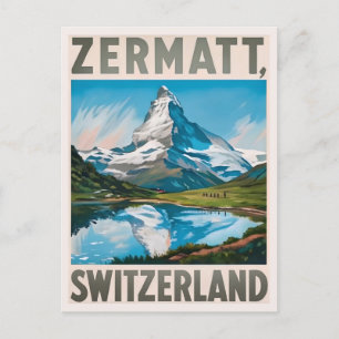 Cartão Postal Matterhorn de Suiça Vintage Zermatt