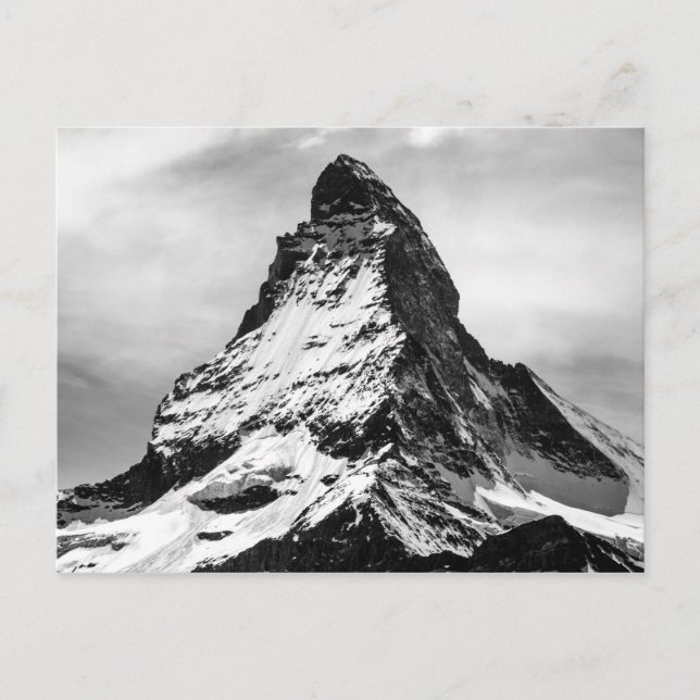 Cartão Postal Matterhorn preto e branco da montanha alpina ínica (Frente)