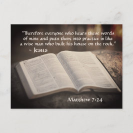 Cartão Postal Matthew 7:24-25 Construiu sua Casa no Rock, Bíblia