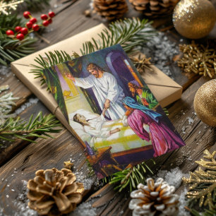 Cartão Postal Matthew 9:18-26 Jesus traz uma garota de volta à v