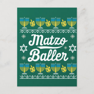 Cartão Postal Matzo Baller Long Sleeve Funny Hanukkah Oferece