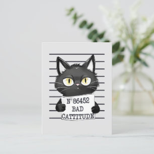 Cartão Postal Mau Atitude – Mugshot do Gato Preto