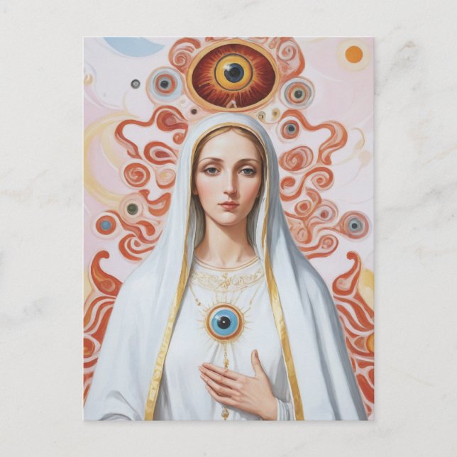 Cartão Postal Mau de Proteção dos Olhos Sagrada Mary (Frente)