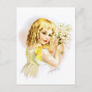 Cartão Postal Maud Humphrey: Menina de Verão com Visitas