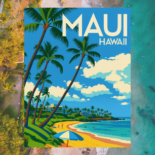 Cartão Postal Maui Havaí Praia Viagem Vintage