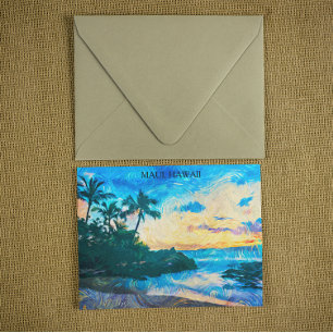 Cartão Postal Maui Hawaii Oil Paint Illustration viagem
