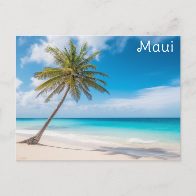 Cartão Postal Maui Hawaii Tropical Beach Palm Tree Viagem (Frente)