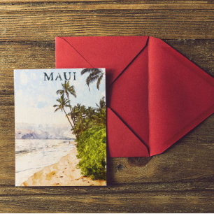 Cartão Postal Maui Hawaii Watercolor Illustration viagem