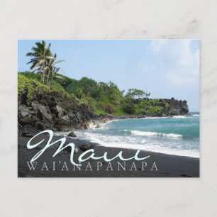 Cartão Postal Maui Wai'anapanapa areia preta e areia preta, cart