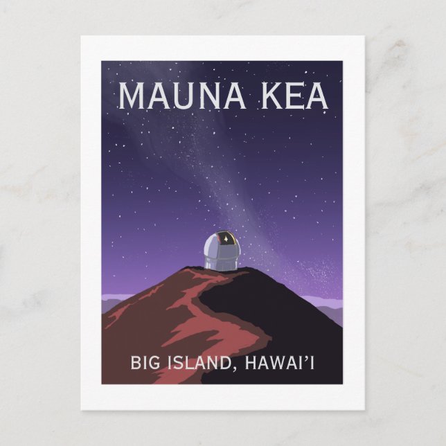 Cartão Postal Mauna Kea Observatory Starry Sky Retro Poster  (Frente)