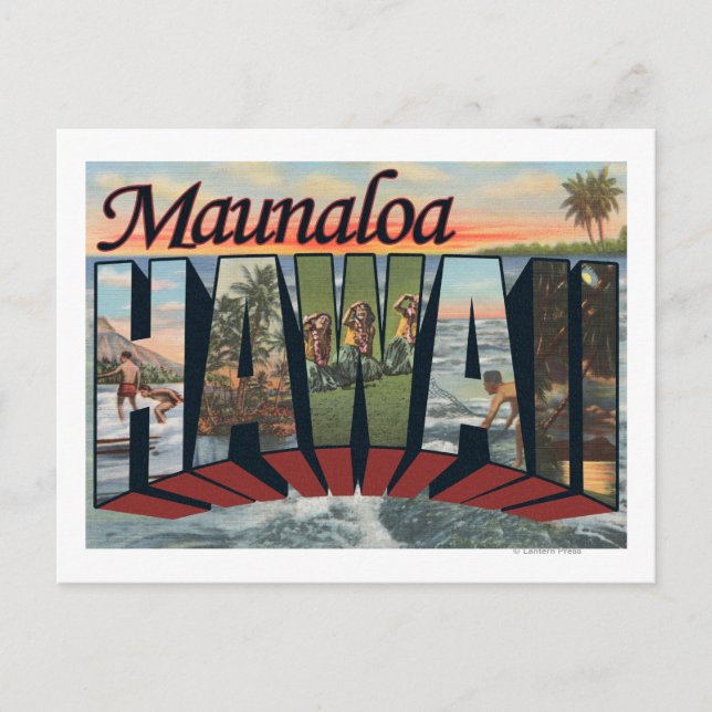 Cartão Postal Maunaloa, Havaí - Cenas com Letras Grandes (Frente)