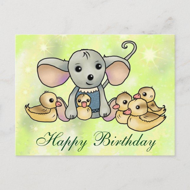 Cartão Postal Maus mit Entchen Postkarte (Frente)