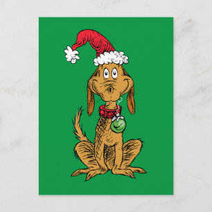 Cartão Postal Max o Cão com Chapéu de Papai Noel
