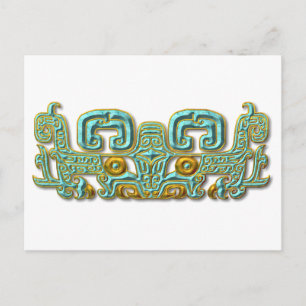 Cartão Postal Mayan Jaguar-Turquesa e ouro
