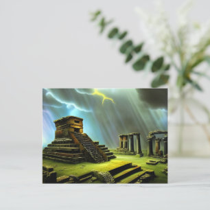 Cartão Postal Mayan Temple Ruins Fantasy Art