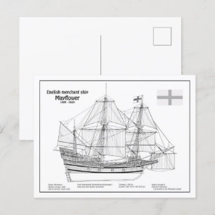 Cartão Postal Mayflower - Navio Planos de Impressão Bluetooth BD