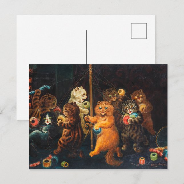 Cartão Postal Maypole | Louis Wain | (Frente/Verso)
