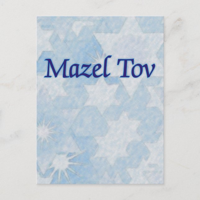 Cartão Postal Mazel Tov Blue Stars (Frente)
