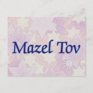 Cartão Postal Mazel Tov Pink Stars