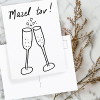 Mazel Tov Wedding Champagne Cheers Sketch Doodle