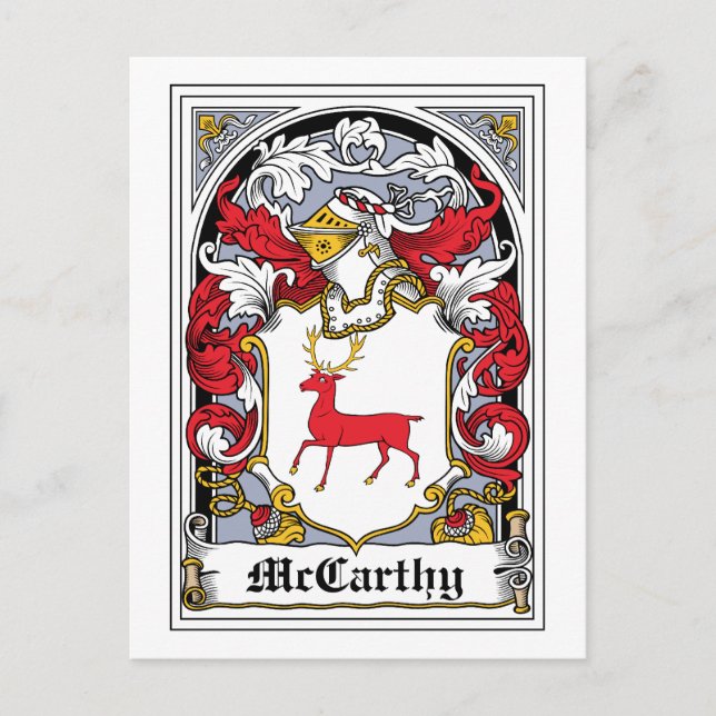 Cartão Postal McCarthy Family Crest (Frente)