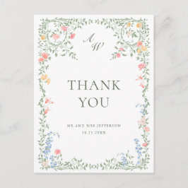 Cartão Postal Meadow Pastel Rosa Francês Obrigado