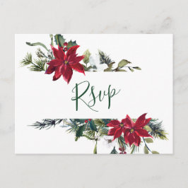 Cartão Postal MEAL CHOICE Elegant Red Poinsettia Weding RSVP